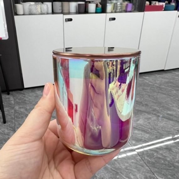 Iridescent color candle jar